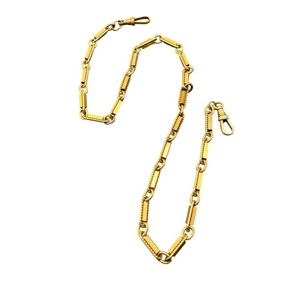 Vintage Pocket Watch Bar Link Baht Chain Gold Tone Classic Everyday Chic Retro - Picture 2 of 5